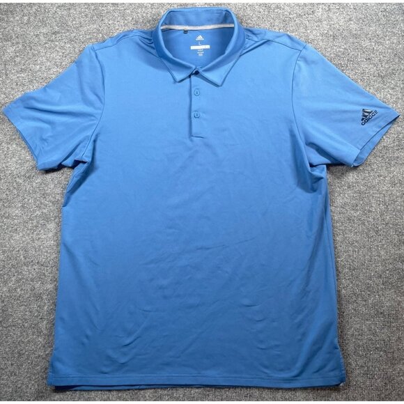 Adidas Mens Golf Polo L Short Sleeve Button Placket Lightweight & Breathable - Picture 1 of 5
